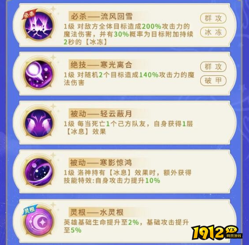 小小仙王洛神技能是什么 小小仙王洛神技能介绍